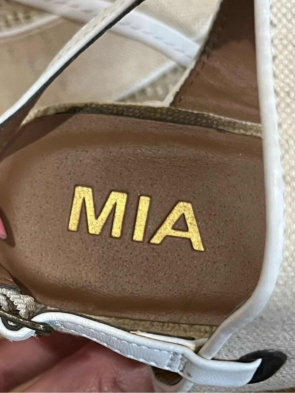 MIA Cream and White Espadrille Wedge Sandals
